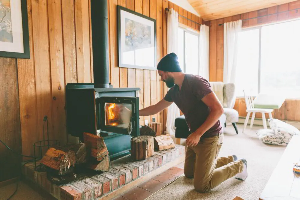 Direct-vent gas fireplace with glass front installed in a Stark County living room