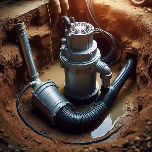 New sump pump with check valve and PVC discharge line